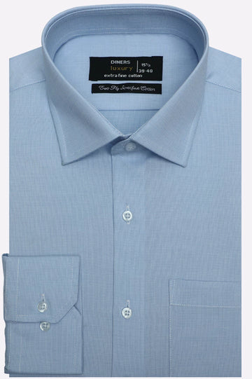 Blue Self Textured Formal Shirt