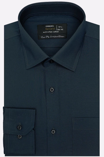 Navy Blue Self Textured Formal Shirt