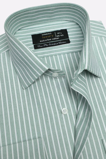 Green Striped Formal Shirt