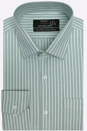 Green Striped Formal Shirt