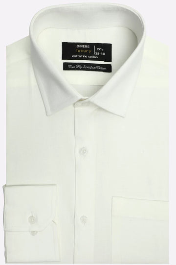 White Self Textured Formal Shirt
