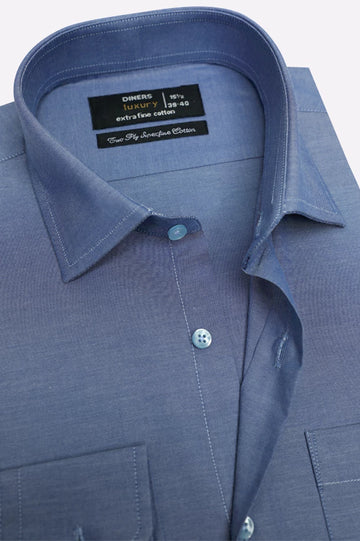 Blue Self Textured Formal Shirt