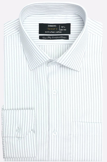 White Hairline Stripe Formal Shirt