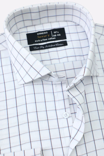 Windowpane Check Formal Shirt