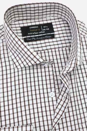Brown Graph Check Formal Shirt