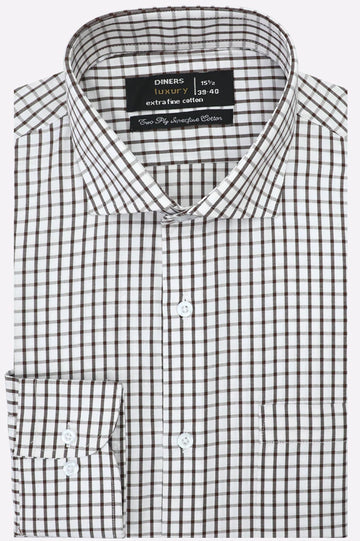 Brown Graph Check Formal Shirt