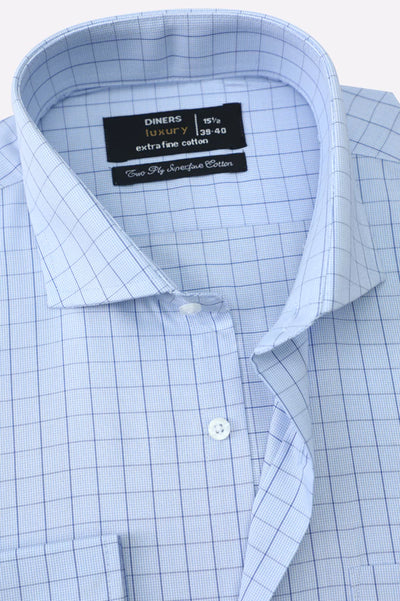 Blue Graph Check Formal Shirt