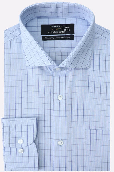 Blue Graph Check Formal Shirt
