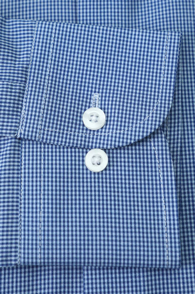 Blue Houndstooth Check Formal Shirt
