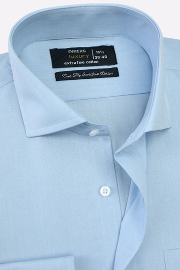 Sky Blue Self Textured Formal Shirt