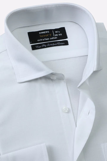 White Self Textured Formal Shirt