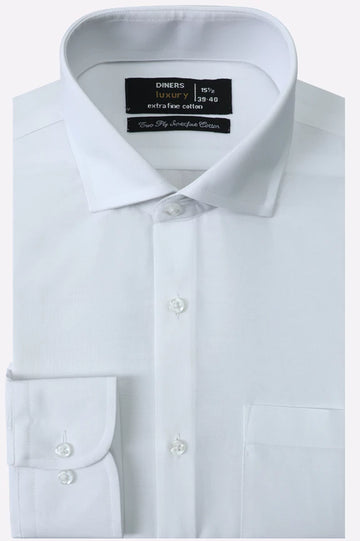 White Self Textured Formal Shirt