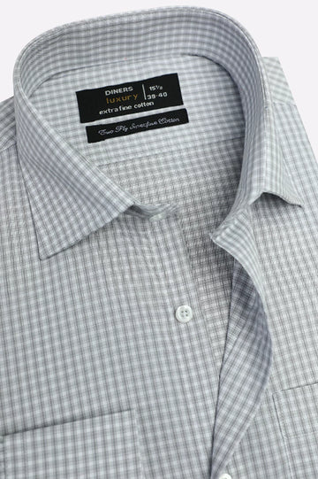 Grey Mini Check Formal Shirt