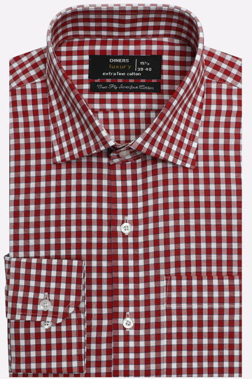 Red Gingham Check Formal Shirt