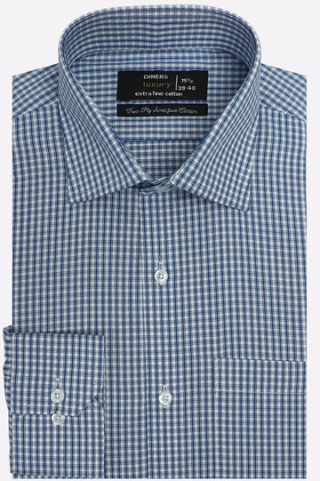 Blue Mini Check Formal Shirt