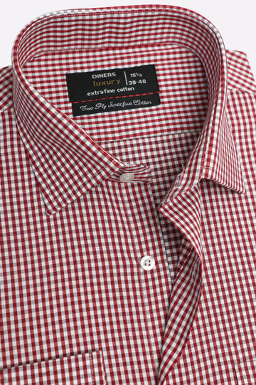 Red Gingham Check Formal Shirt