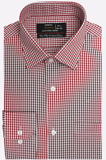 Red Gingham Check Formal Shirt