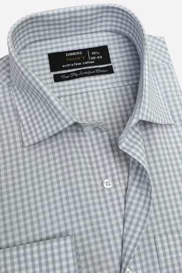 Grey Checkered Formal Shirt