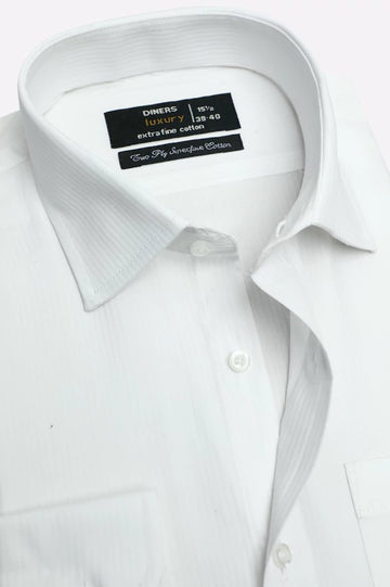 White Self Chevron Formal Shirt