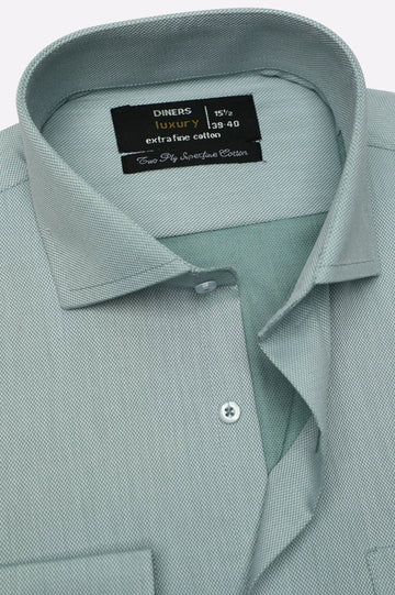 Green Self Textured Formal Shirt