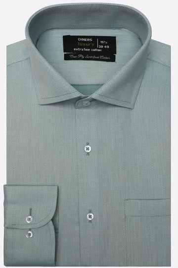 Green Self Textured Formal Shirt