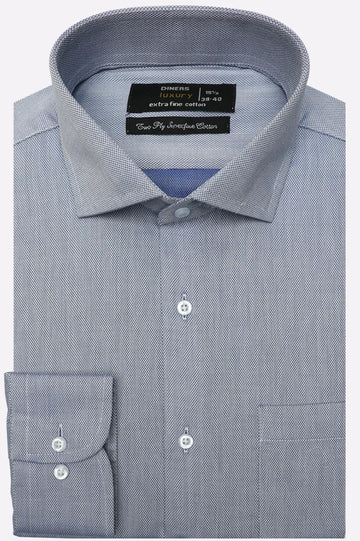 Blue Self Textured Formal Shirt