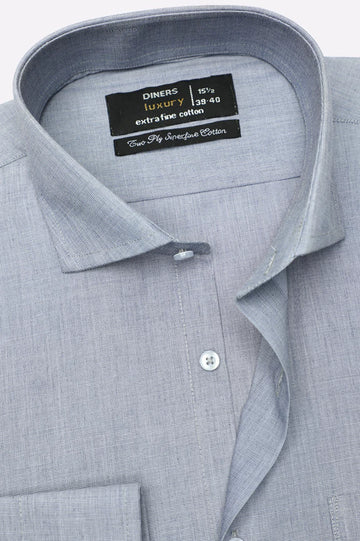 Blue Self Textured Formal Shirt