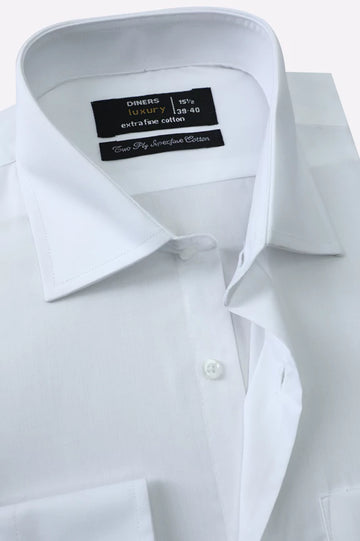 White Self Textured Formal Shirt