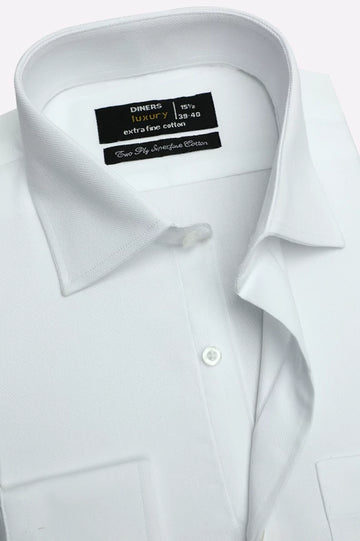 White Self Formal Shirt