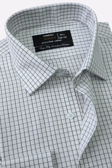White Windowpane Check Formal Shirt