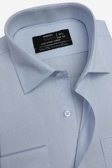 Sky Blue Self Formal Shirt