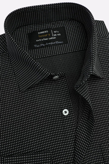 Black Micro Print Formal Shirt