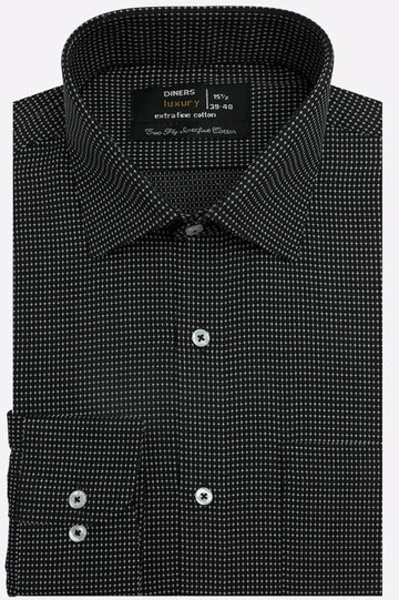 Black Micro Print Formal Shirt