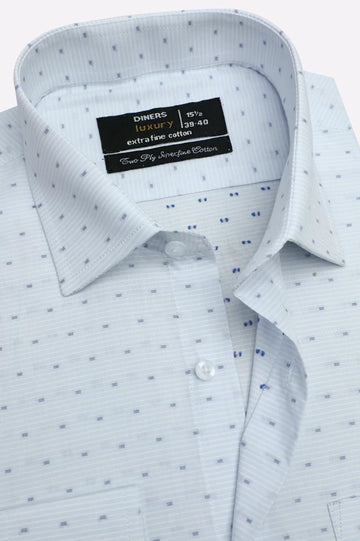Blue Self Design Formal Shirt