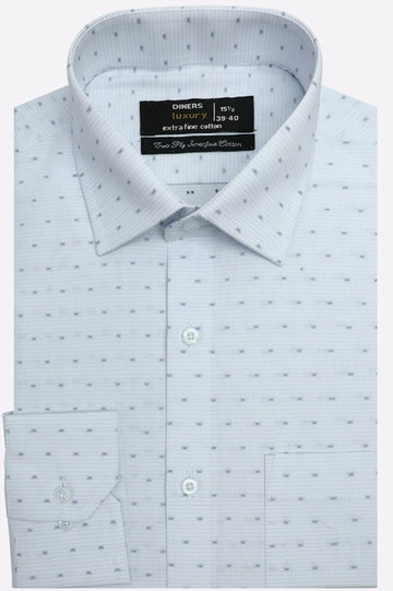 Blue Self Design Formal Shirt