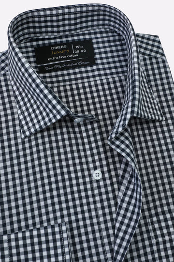 N-blue Check Formal Shirt