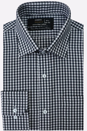N-blue Check Formal Shirt