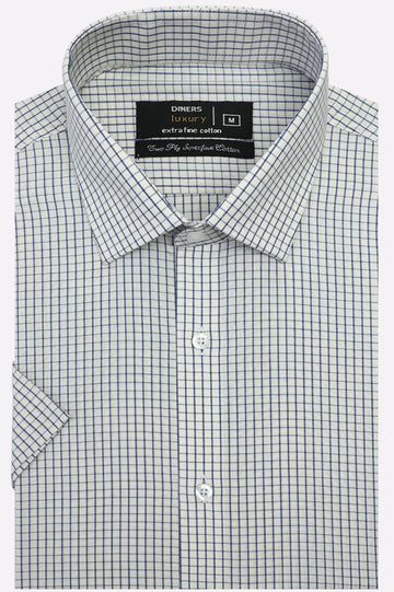 Blue Check Formal Shirt (Half Sleeves)