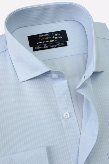 Sky Blue Self Stripes Formal Shirt