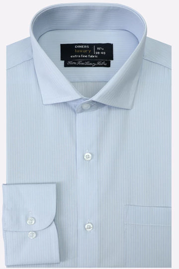 Sky Blue Self Stripes Formal Shirt