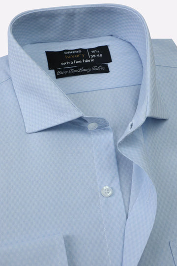 Sky Blue Self Textured Formal Shirt