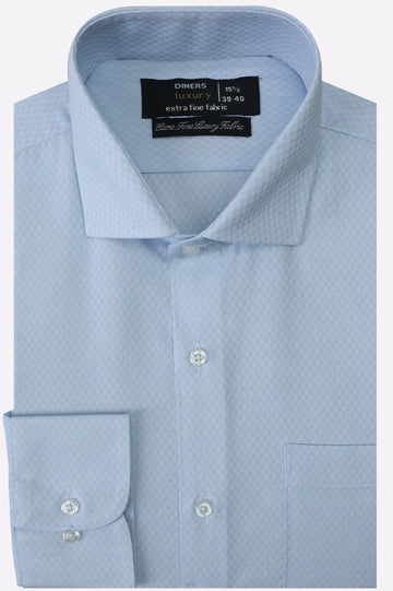Sky Blue Self Textured Formal Shirt