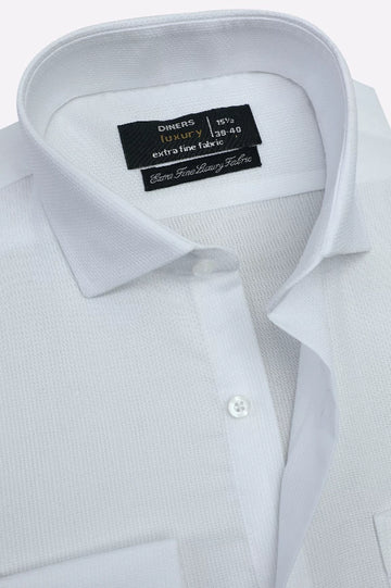Textured White Formal Shirt