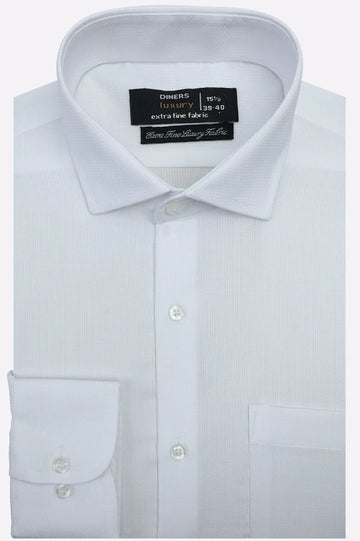 Textured White Formal Shirt