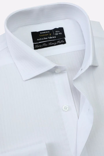 White Self Stripes Formal Shirt