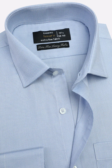 Textured Sky Blue Formal Shirt