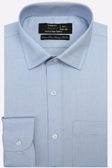 Textured Sky Blue Formal Shirt