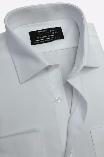 White Self Formal Shirt