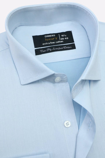 Sky Blue Twill Textured Formal Shirt