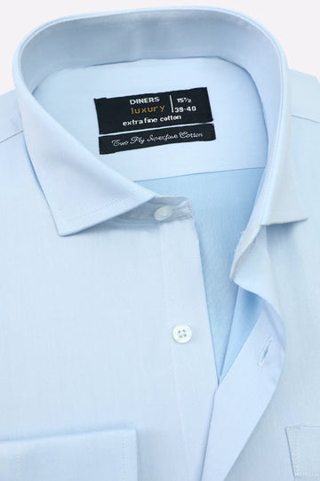 Sky Blue Twill Textured Formal Shirt